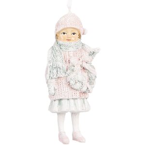 Clayre & Eef 6PR5659 Decoratiehanger Kind Roze 5x4x11 cm