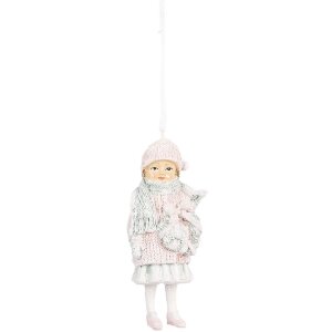 Clayre & Eef 6PR5659 Decoratiehanger Kind Roze 5x4x11 cm