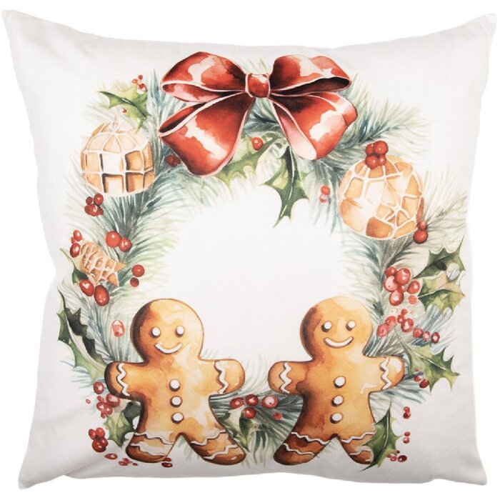 Clayre & Eef KT021.437 Kussensloop 45x45 cm Wit & Bruin