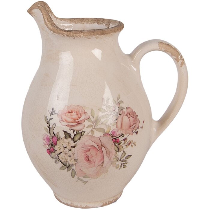 Clayre & Eef 6CE2236S Decoratieve Kan Beige Roze 16x12x19 cm