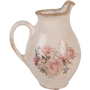 Clayre & Eef 6CE2236S Decoratieve Kan Beige Roze 16x12x19 cm
