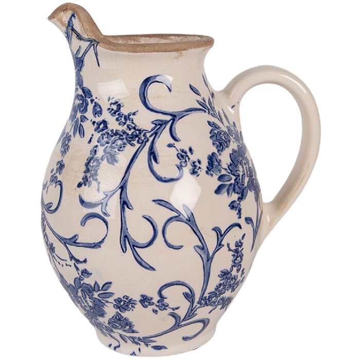 Clayre & Eef 6CE2238S Decoratiekan 16x12x19 cm Beige-Blauw
