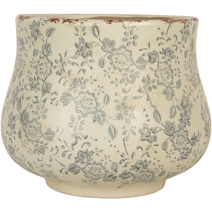 Clayre & Eef 6CE2240L Bloempot Ø 21x17 cm Beige-Groen