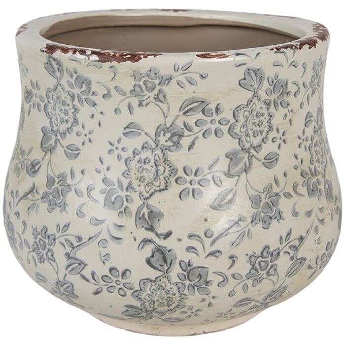 Clayre & Eef 6CE2240M Bloempot Ø 18x15 cm Groen Grijs