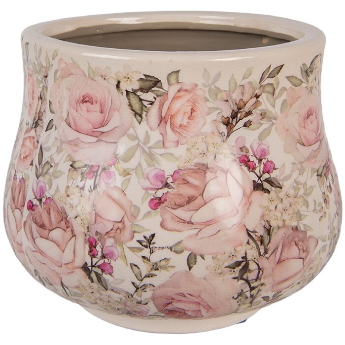 Clayre & Eef 6CE2241L bloempot Ø 21x17 cm Beige Rosa