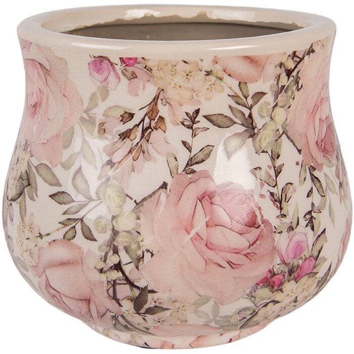 Clayre & Eef 6CE2241S Bloempot Ø 15x13 cm Beige Roze