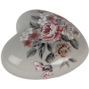 Clayre & Eef 6CE2242M Decoratie Hart 8x8x4 cm Grijs/Roze