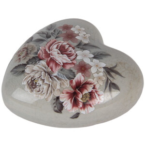 Clayre & Eef 6CE2242M Decoratie Hart 8x8x4 cm Grijs/Roze