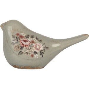 Clayre & Eef Decoratie Vogel 22x9x12 cm Grijs & Roze