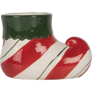 Clayre & Eef 6CE2317 Decoratieve Bloempot 15x8x10 cm Rood-Groen