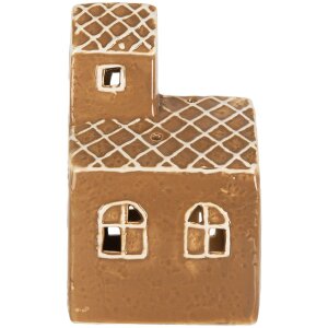 Clayre & Eef 6CE2335 Kandelaar Huis 10x10x16 cm Bruin Wit