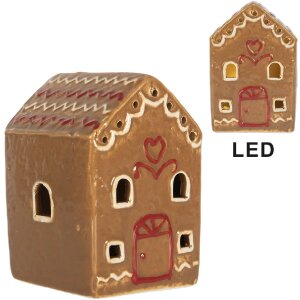 Clayre & Eef 6CE2340 Decoratiehuis met LED 7x6x9 cm