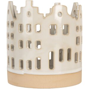 Clayre & Eef 6CE2346 Kandelaar Huizen Beige-Bruin Ø 11x11 cm