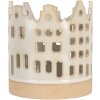 Clayre & Eef 6CE2346 Kandelaar Huizen Beige-Bruin Ø 11x11 cm