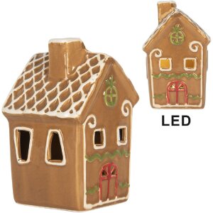 Clayre & Eef 6CE2349 Decoratie Huis met LED 8x8x12 cm