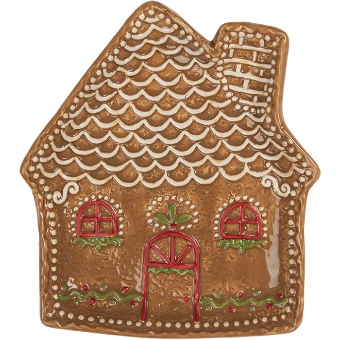Clayre & Eef 6CE2360 Kleine Schotel 20x18x3 cm Bruin-Wit