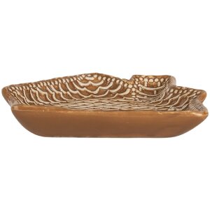 Clayre & Eef 6CE2360 Kleine Schotel 20x18x3 cm Bruin-Wit