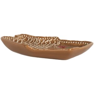 Clayre & Eef 6CE2360 Kleine Schotel 20x18x3 cm Bruin-Wit