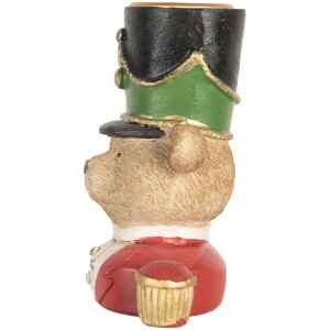 Clayre & Eef 6PR5752 Kandelaar Beer 9x6x10 cm Bruin en Rood