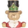 Clayre & Eef 6PR5752 Kandelaar Beer 9x6x10 cm Bruin en Rood
