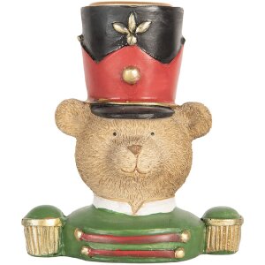 Clayre & Eef Kandelaar Beer 9x6x10 cm Bruin Groen