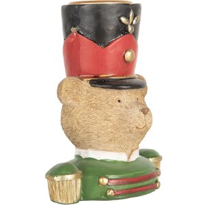 Clayre & Eef Kandelaar Beer 9x6x10 cm Bruin Groen