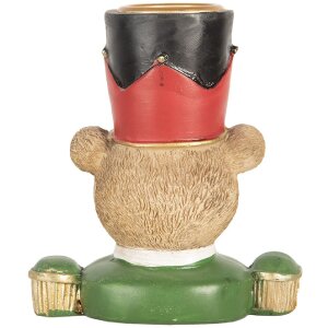 Clayre & Eef Kandelaar Beer 9x6x10 cm Bruin Groen