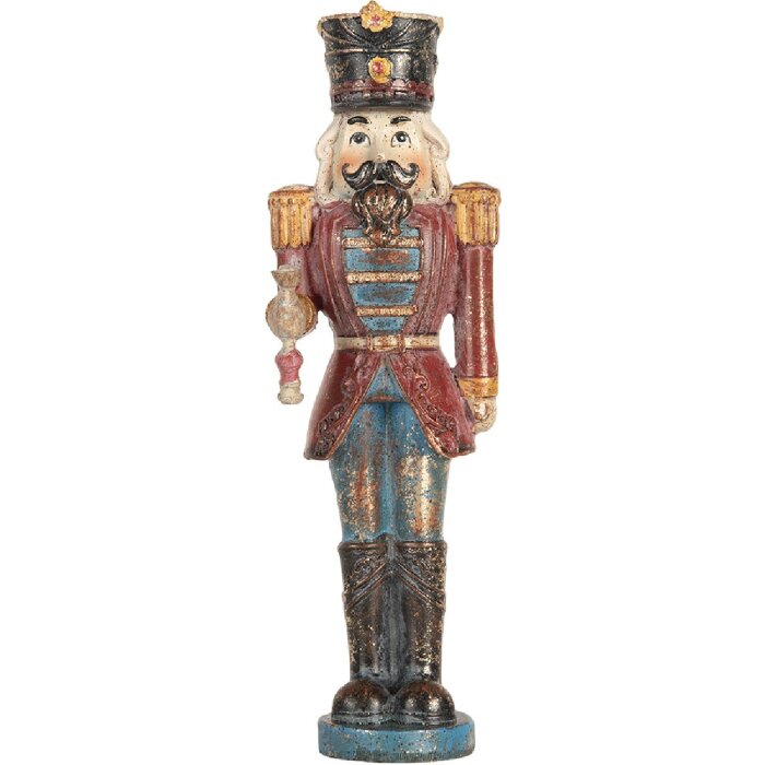 Clayre & Eef 6PR5758 Decoratie Notenkraker 7x6x21 cm Rood en Blauw