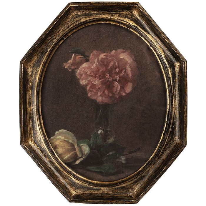 Clayre & Eef 6PR5798 Schilderij 25x3x30 cm Zwart en Goudkleur