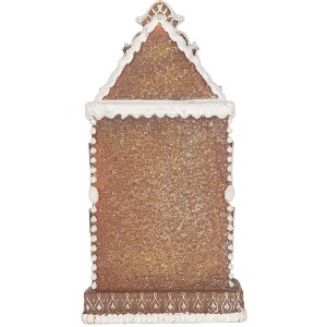 Clayre & Eef 6PR5806 Decoratie Huis met LED 17x15x35 cm Bruin-Wit