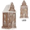 Clayre & Eef 6PR5806 Decoratie Huis met LED 17x15x35 cm Bruin-Wit