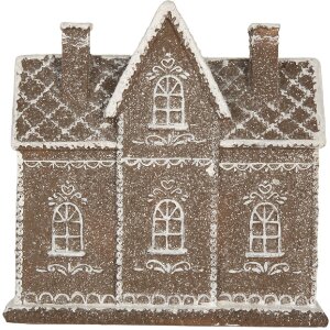 Clayre & Eef 6PR5814 Decoratie Huis met LED 26x10x25 cm Bruin Wit