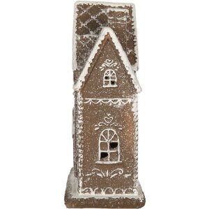 Clayre & Eef 6PR5814 Decoratie Huis met LED 26x10x25 cm Bruin Wit