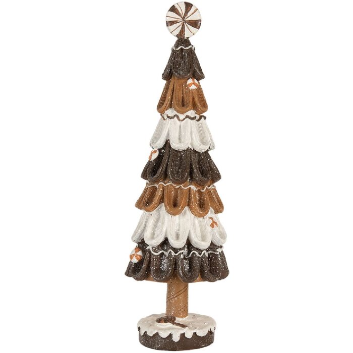 Clayre & Eef 6PR5819 Decoratieve Kerstboom Ø 12x39 cm Bruin-Wit