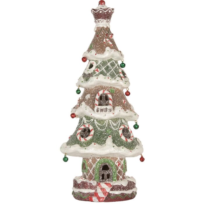 Clayre & Eef 6PR5828 Decoratie Kerstboom met LED 15x12x36 cm