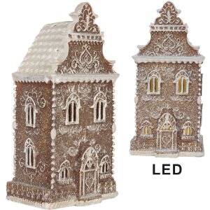 Clayre & Eef 6PR5832 Decoratie Huis met LED 12x11x25 cm
