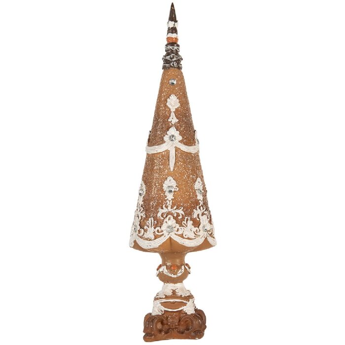 Clayre & Eef 6PR5835 Decoratieve Kerstboom Ø 10x38 cm Bruin-Wit