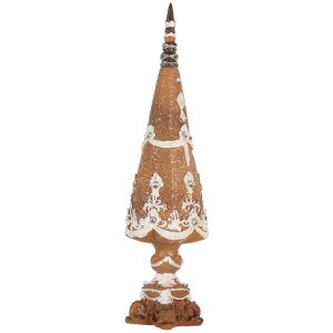 Clayre & Eef 6PR5835 Decoratieve Kerstboom Ø 10x38 cm Bruin-Wit