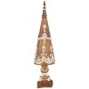 Clayre & Eef 6PR5835 Decoratieve Kerstboom Ø 10x38 cm Bruin-Wit