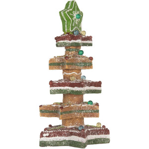 Clayre & Eef 6PR5838 Decoratieve Kerstboom met LED 15x15x29 cm Bruin-Rood