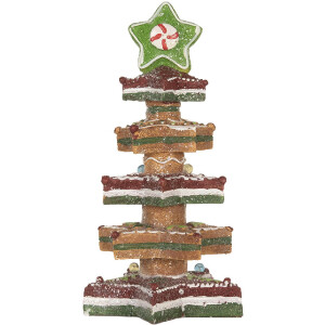 Clayre & Eef 6PR5838 Decoratieve Kerstboom met LED 15x15x29 cm Bruin-Rood