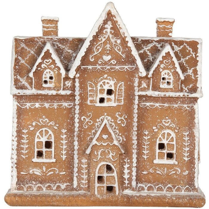 Clayre & Eef 6PR5841 Decoratie Huis met LED 21x8x20 cm Bruin/Wit