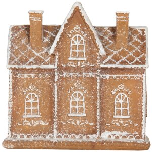 Clayre & Eef 6PR5841 Decoratie Huis met LED 21x8x20 cm Bruin/Wit