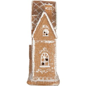 Clayre & Eef 6PR5841 Decoratie Huis met LED 21x8x20 cm Bruin/Wit