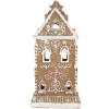 Clayre & Eef 6PR5842 Decoratie Huis met LED 9x7x18 cm Bruin-Roze