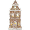 Clayre & Eef 6PR5842 Decoratie Huis met LED 9x7x18 cm Bruin-Roze