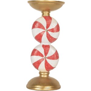 Clayre & Eef 6PR5850 Kandelaar met LED Ø 10x23 cm Goud Wit