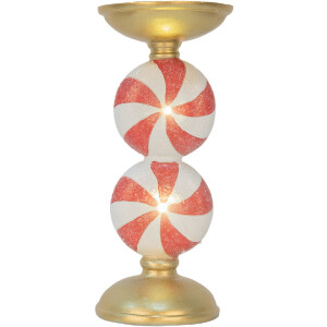 Clayre & Eef 6PR5850 Kandelaar met LED Ø 10x23 cm Goud Wit