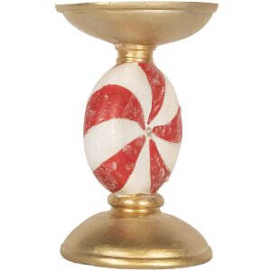 Clayre & Eef 6PR5851 Kandelaar met LED Ø 10x16 cm Goud Wit
