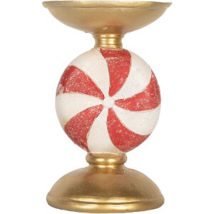 Clayre & Eef 6PR5851 Kandelaar met LED Ø 10x16 cm Goud Wit